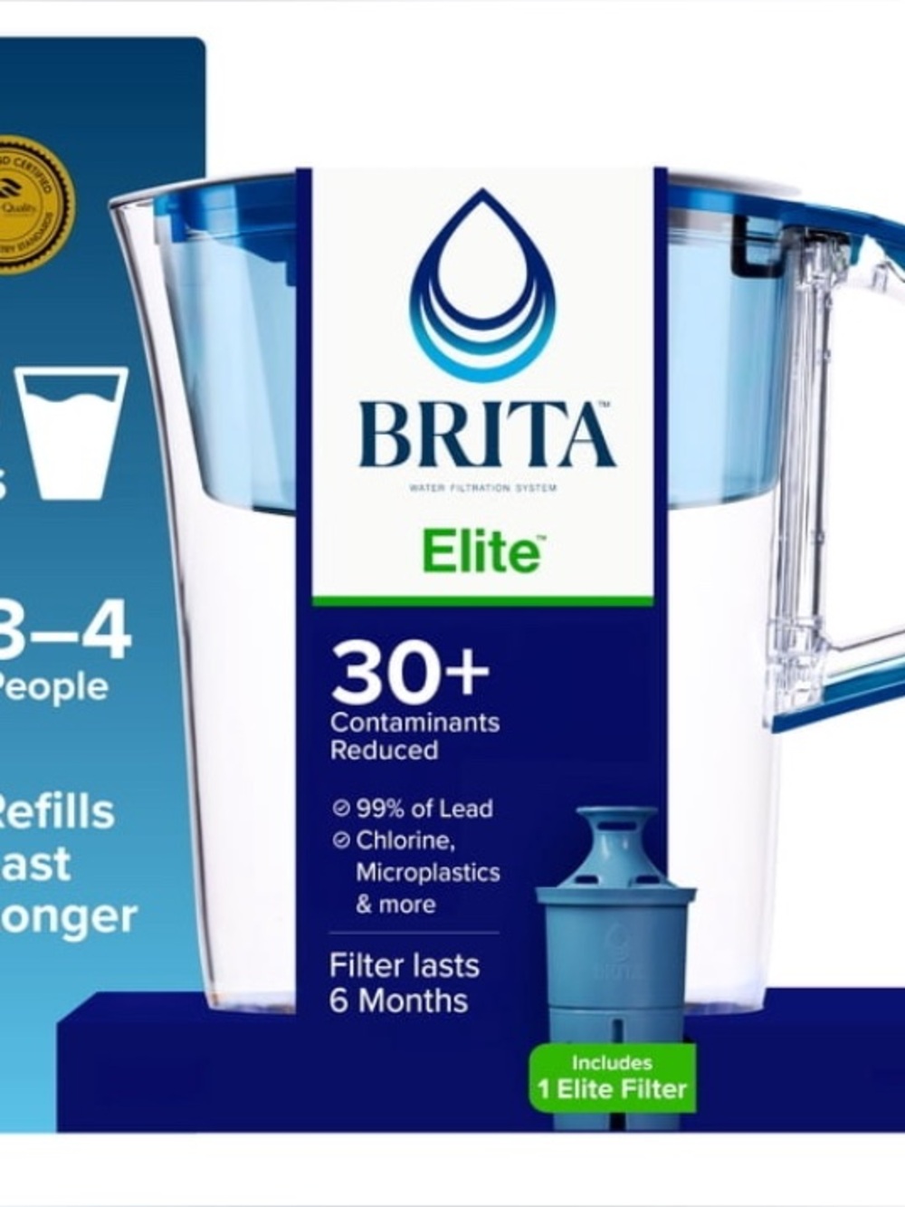 New Brita 10-Cup Water Filtration Pitcher with Elite Filter